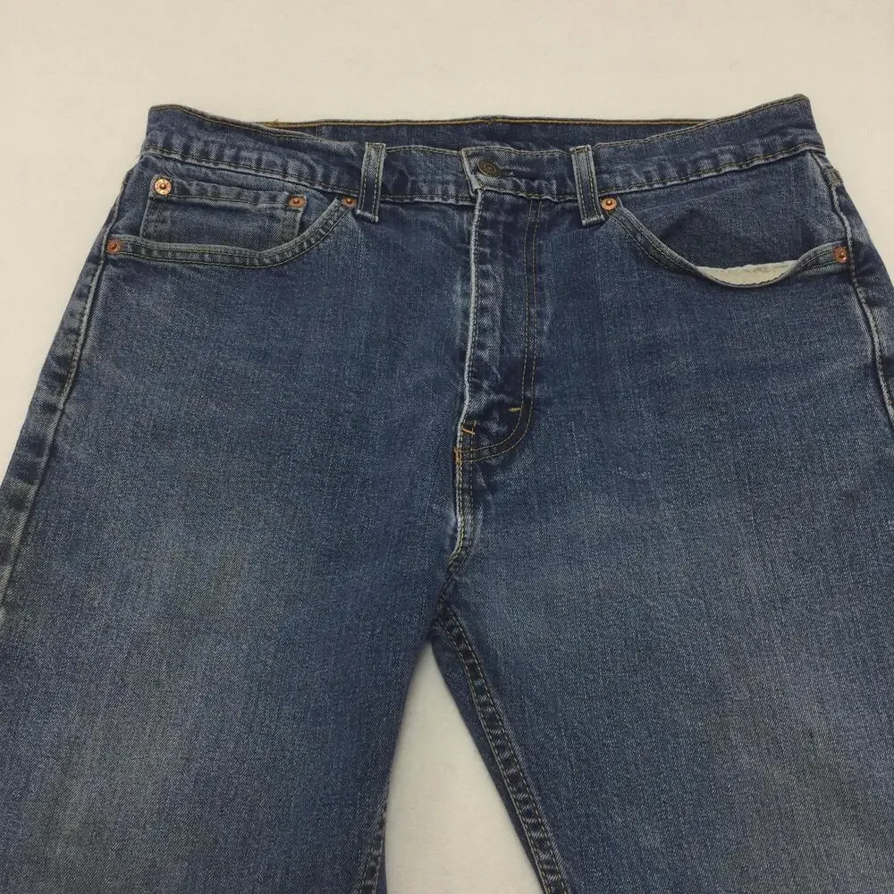 Levis 505 Jeans Mens 34x29 Blue Medium Wash Regular Straight Denim Zip Fly